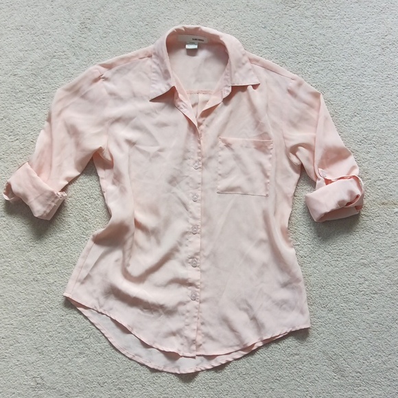 Ptp19" Sans Souci Light Pink Casual Button Down Shirt With Roll-Tab Sleeve - Picture 8 of 14